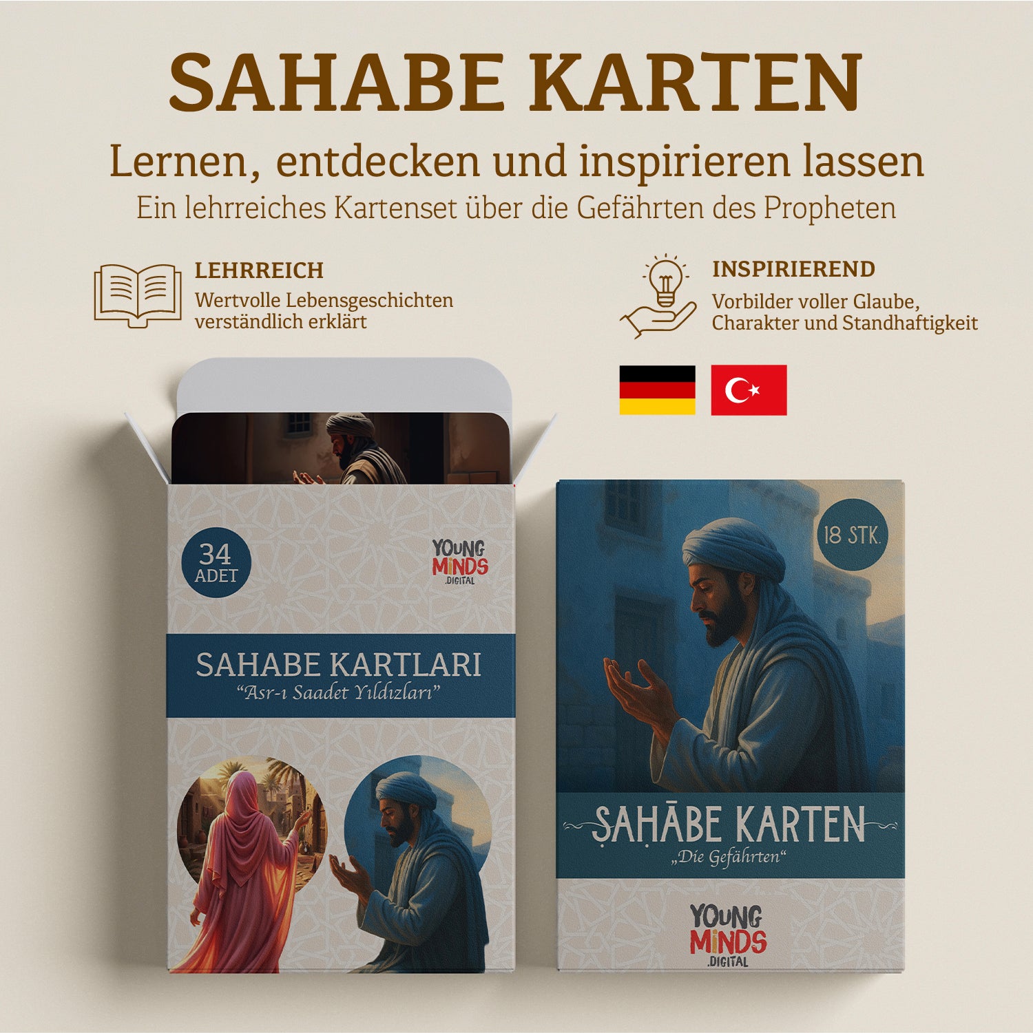 2er BUNDLE - 🇹🇷 Sahābe Lernkarten Frauen & Männer + 🇩🇪 Sahābe Lernkarten Männer
