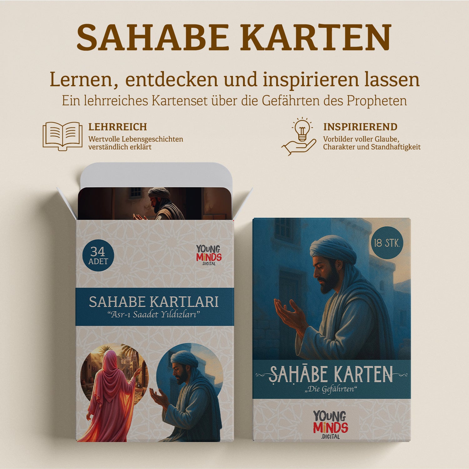 2er BUNDLE - 🇹🇷 Sahābe Lernkarten Frauen & Männer + 🇩🇪 Sahābe Lernkarten Männer
